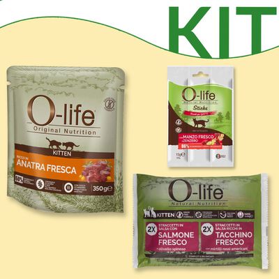 Kit alimentazione premium con carne fresca O-life Kitten