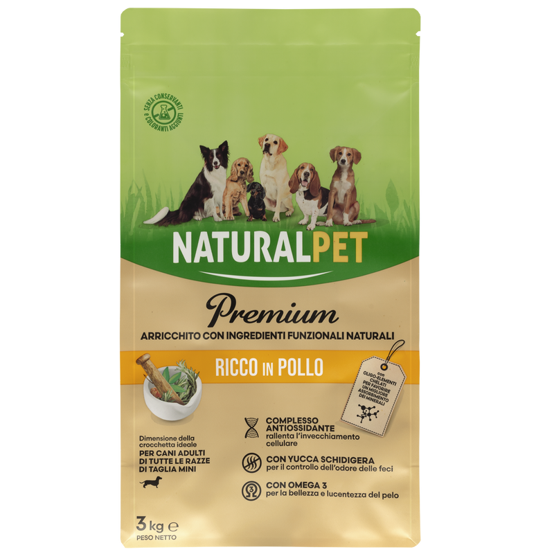 Naturalpet Premium Dog Adult Mini ricco in Pollo 3 kg 
