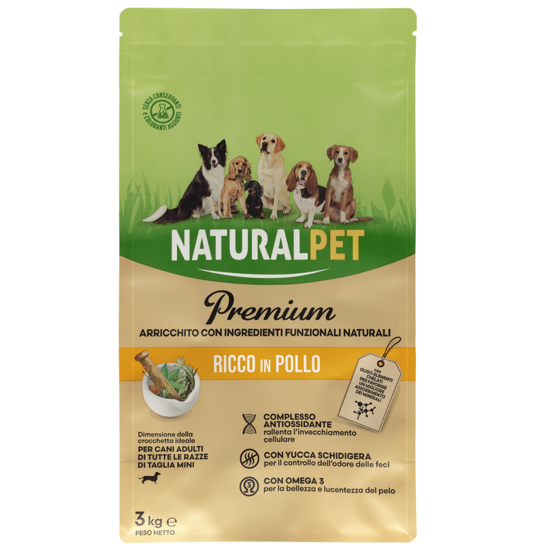 Naturalpet Premium Dog Adult Mini ricco in Pollo 3 kg