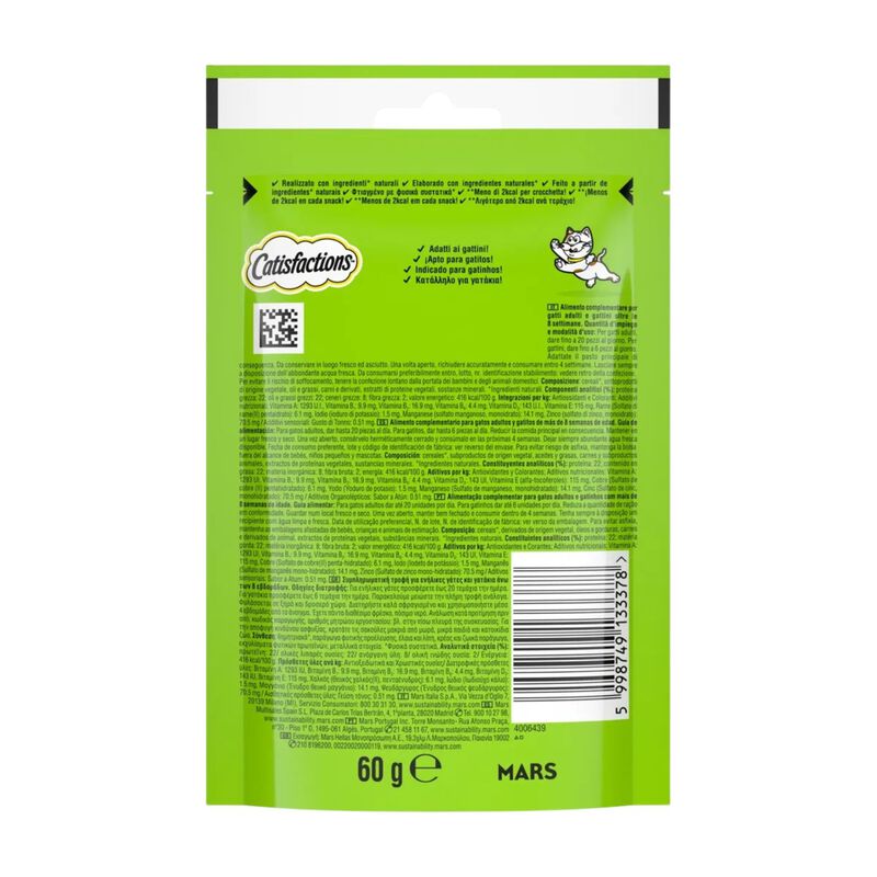 Catisfactions Snack per Gatto con Tonno 60 gr