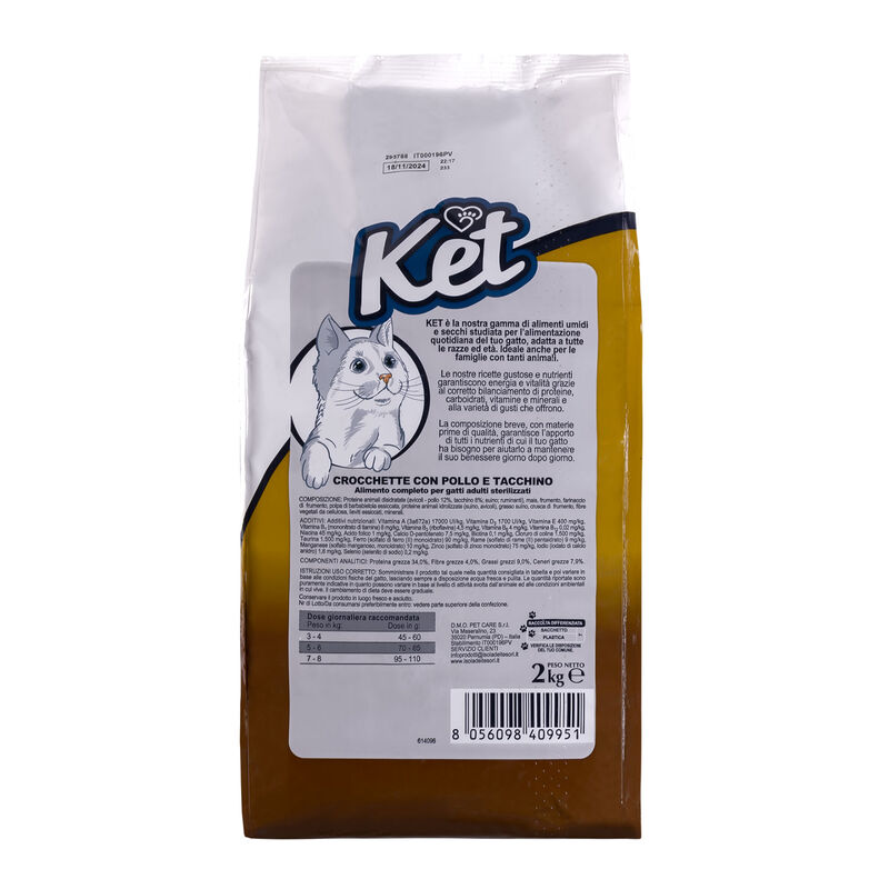 Ket Adult Sterilised All breeds Pollo e Tacchino 2 kg