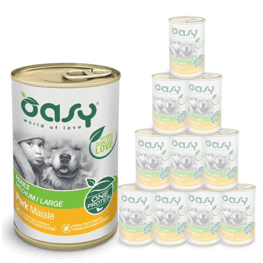 Oasy Dog Adult Medium Large One Protein Maiale Lattina 400 gr