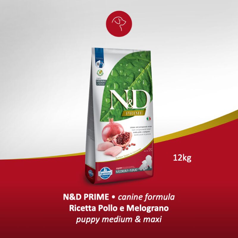 Farmina N&D Prime Dog Puppy Medium & Maxi Pollo e Melograno 12 kg