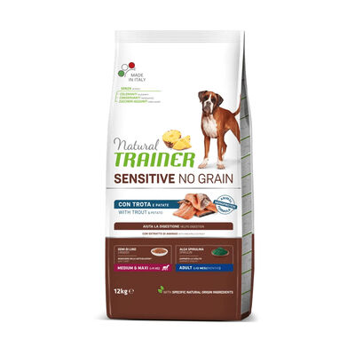 Natural Trainer No Grain Dog Medium&Maxi Adult con Trota e Patate 12 kg