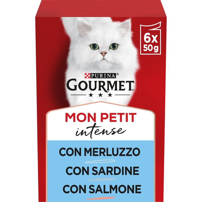Gourmet Mon Petit Cat Adult con Merluzzo, Sardine, Salmone 6 x 50 gr