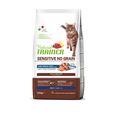 Natural Trainer Cat Adult Sensitive No Grain con Trota 1,5 kg