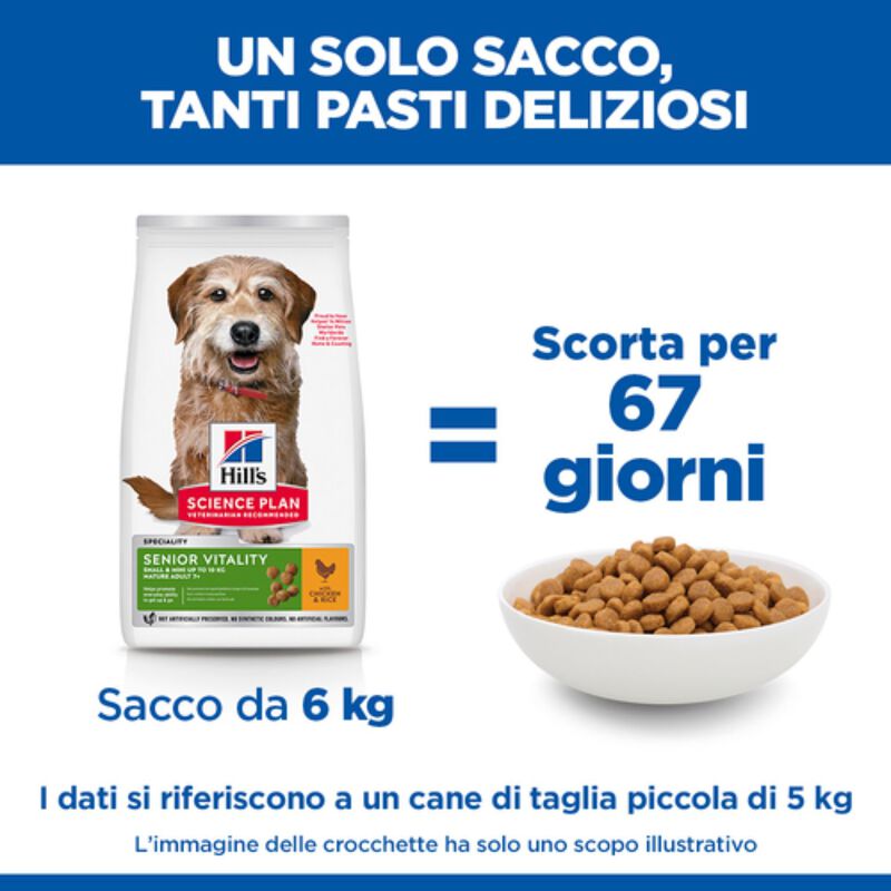 Hill's Science Plan Dog Senior Vitality Small & Mini Mature Adult 7+ al Pollo e Riso 1,5 kg - Scad Aprile 2026