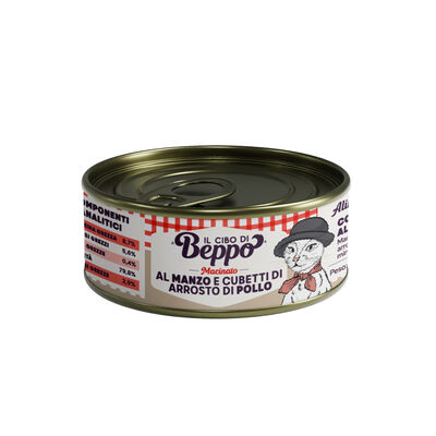Il Cibo di Beppo Cat Adult Macinato al manzo con arrosto di pollo 85gr