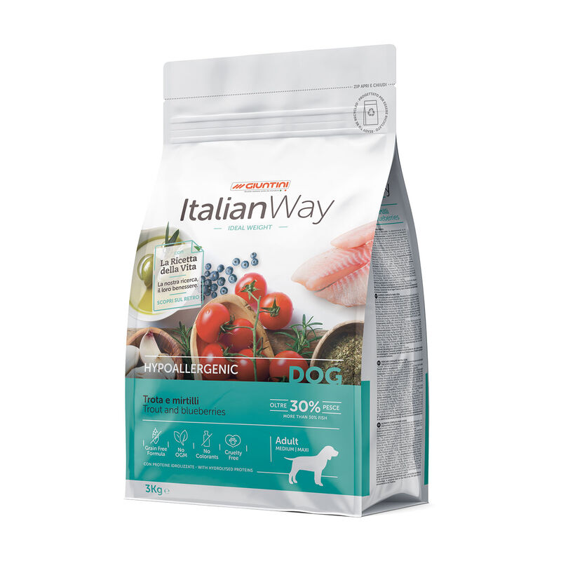 Italianway Dog Adult Medium&Maxi Hypoallergenic Ideal Weight Trota e mirtilli 3 kg