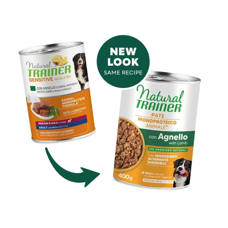 Natural Trainer Sensitive Dog Adult Medium&Maxi No Gluten con Agnello 400 gr