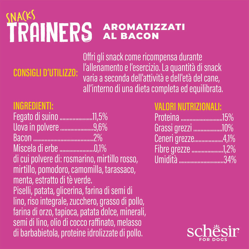 Schesir Dog Adult Snacks Trainers al Bacon 283 gr