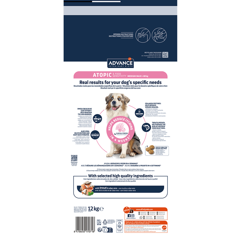 Advance Veterinary Diet Atopic Dog Adult Medium Maxi con Trota 12 kg