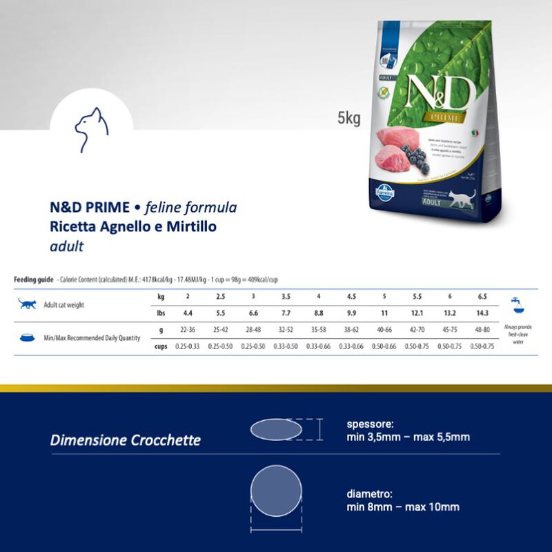 Farmina N&D Prime Cat Adult Agnello e Mirtillo 5 kg