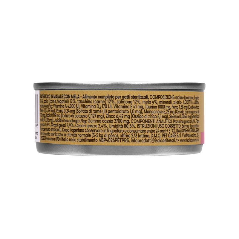 Naturalpet Premium Cat Adult Sterilized Pat&eacute; ricco in Maiale con mela 85gr