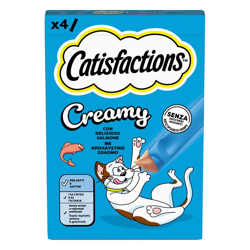 Catisfaction Snack Dreamies Creamy Salmone 4pzx10gr