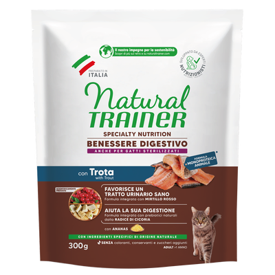 Natural Trainer Cat Adult Sensitive No Grain con Trota 300 gr