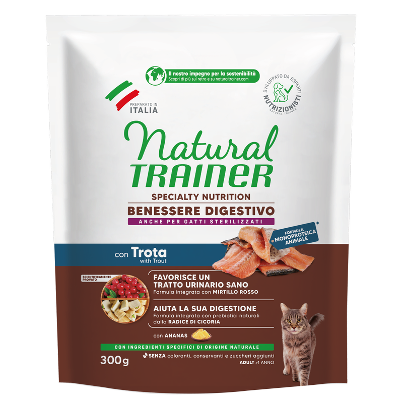 Natural Trainer Cat Adult Sensitive No Grain con Trota 300 gr