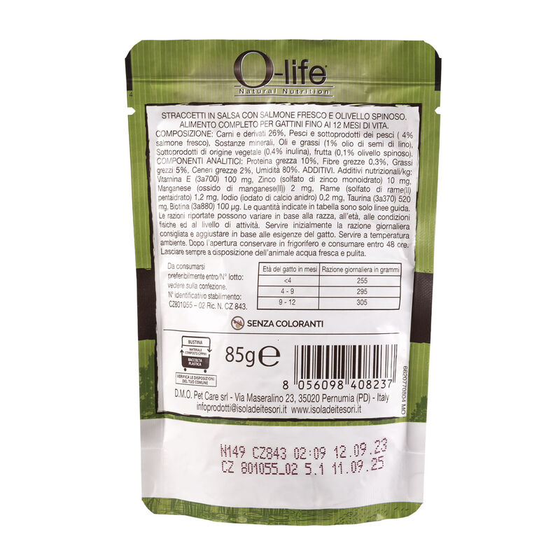 O-life Kitten Straccetti in salsa con Salmone fresco e olivello spinoso 85 gr