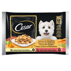 Cesar Dog Delizie del Giorno Multipack Pollo e Carote e Manzo e Verdure in Gelatina 4x100 gr