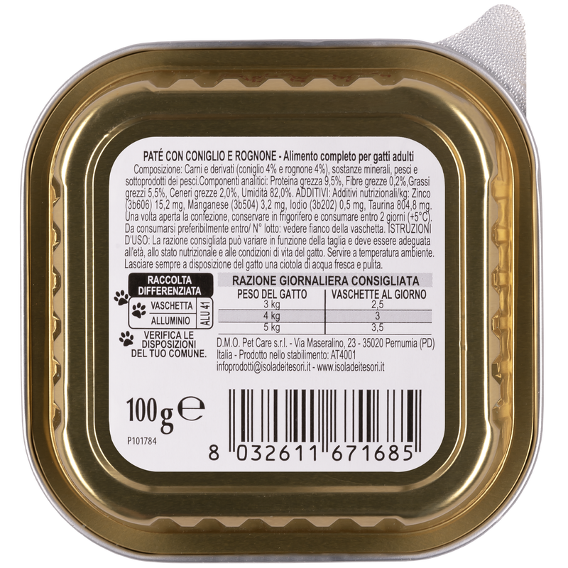 Naturalpet Cat Adult Paté con Coniglio e Rognone 100gr