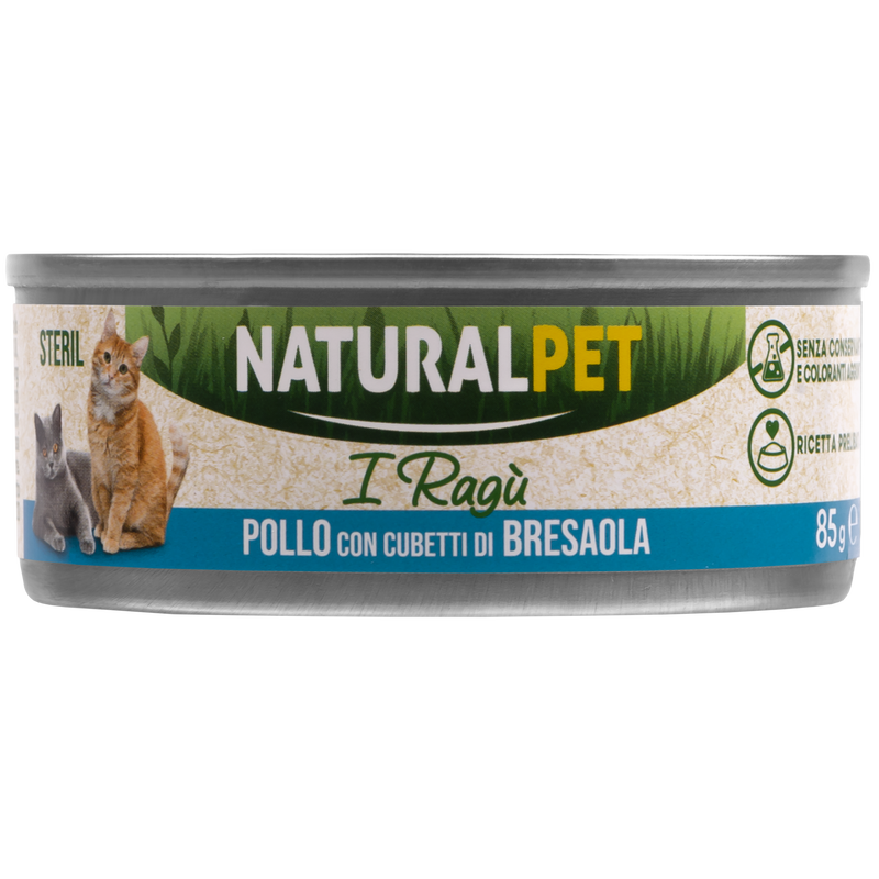 Naturalpet Cat Sterilised I ragù Pollo con cubetti di bresaola 85gr