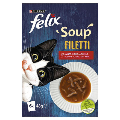 Felix Soup Cat Adult Filetti Manzo Pollo e Agnello 6x48 gr