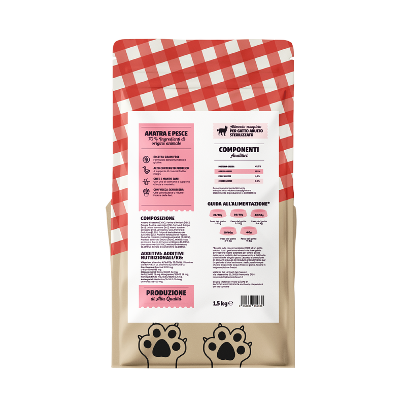 Il Cibo di Beppo Cat Steril Anatra e pesce 1,5kg