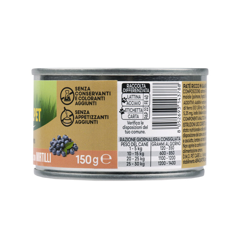 Naturalpet Premium Dog Adult Paté ricco in Salmone con mirtilli 150 gr