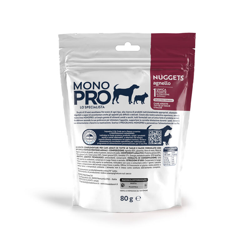 Monopro Dog Adult All breeds Snack Nuggets Agnello 80gr
