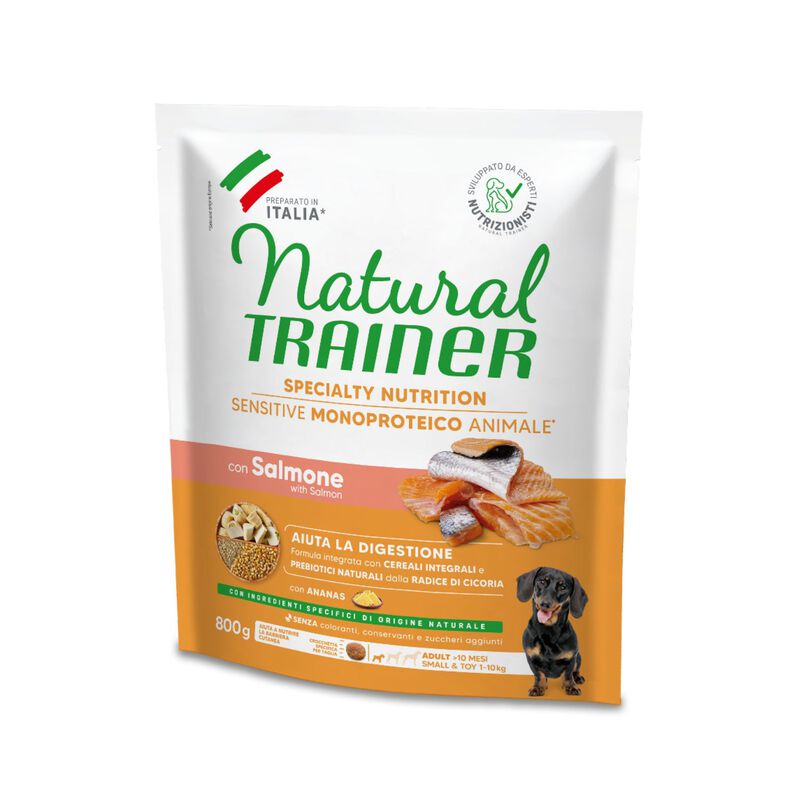 Natural Trainer Sensitive Dog No Gluten Small & Toy Adult con Salmone 800 gr