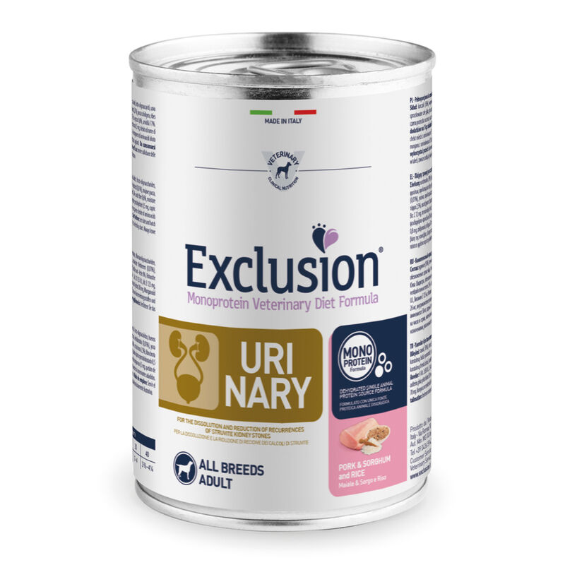 Exclusion Monoprotein Veterinary Diet Dog Adult Urinary Pork Sorghum Rice 400 gr