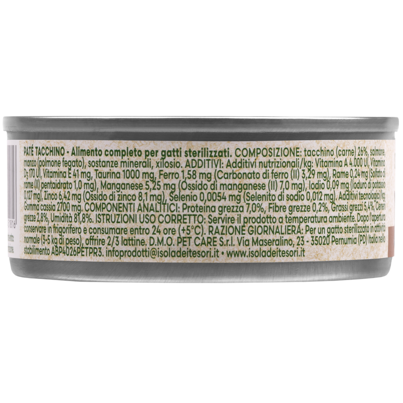Naturalpet Cat Sterilised Paté al tacchino 85gr