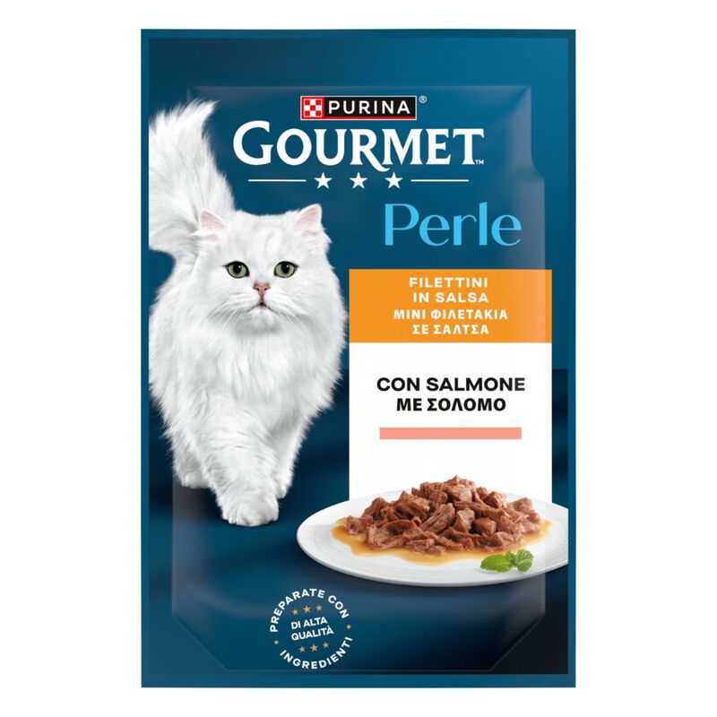Gourmet Perle Cat Adult Filettini in Salsa con Salmone 85 gr