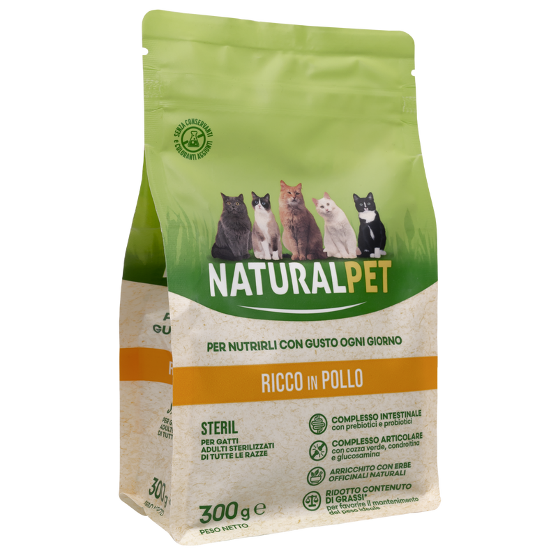 Naturalpet Cat Sterilised Light ricco in Pollo 300gr