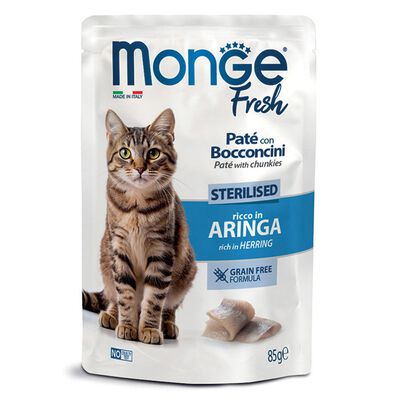 Monge Fresh Pat&eacute; per gatti sterilizzati con Aringa 85 gr