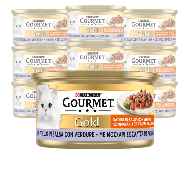 Gourmet Gold Cat Adult Dadini in Salsa con Verdure, con Vitello in Salsa con Verdure 85 gr