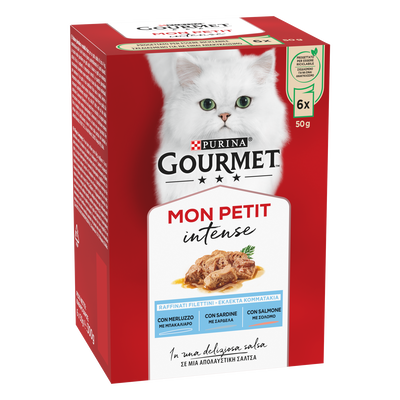 Gourmet Mon Petit Cat Adult con Merluzzo, Sardine, Salmone 6x50 gr