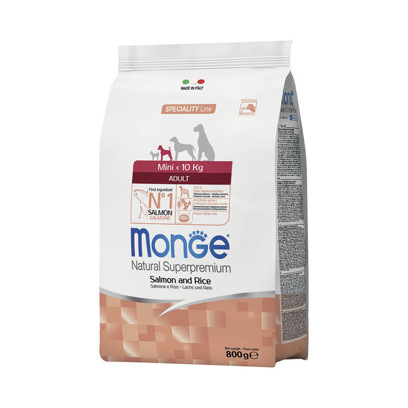 Monge Natural Superpremium Monoprotein Dog Mini Adult Salmone con Riso 800 gr