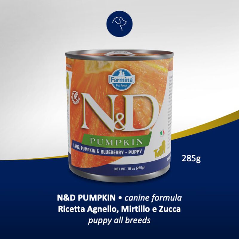 Farmina N&D Pumpkin Dog Puppy Agnello e Mirtillo 285 gr