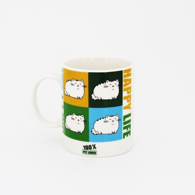 Mug in ceramica con stampa Happy Cat Happy Life