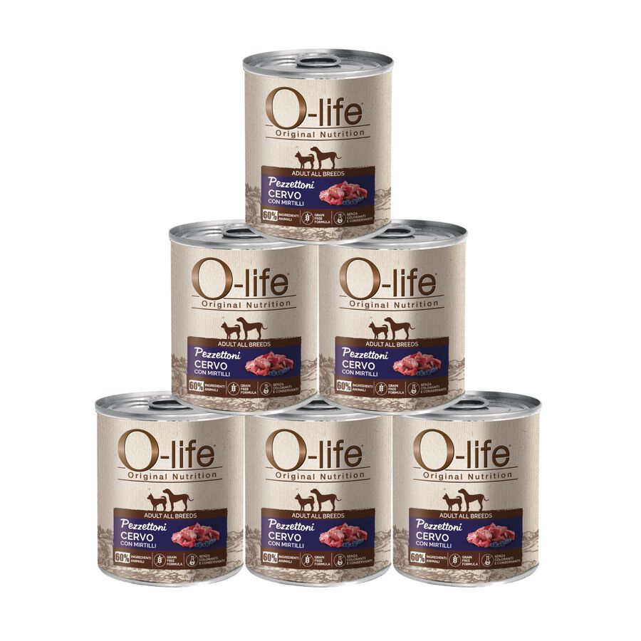 O-life Dog Adult All breeds Pezzettoni Cervo con mirtilli 400gr