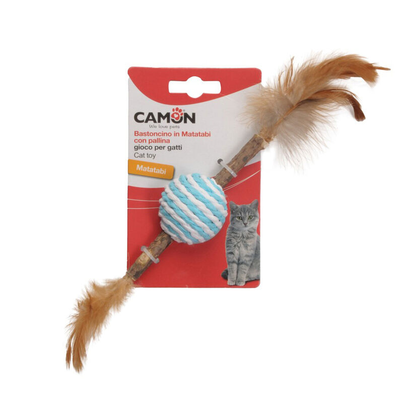 Camon Gioco bastoncino in matatabi e pallina per gatti 13 cm
