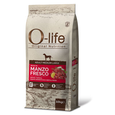 O-life Dog Adult Medium&Large ricco in Manzo Fresco 10 kg