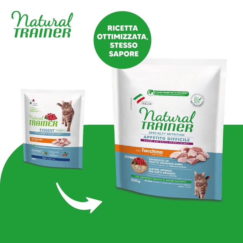 Natural Trainer Cat Exigent con Tacchino 300 gr Natural Trainer Cat Exigent con Tacchino 300 gr