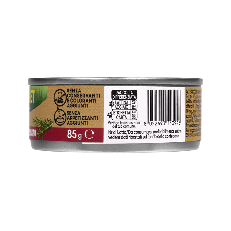 Naturalpet Premium Cat Adult Sterilized Pat&eacute; ricco in Manzo con rosmarino 85gr