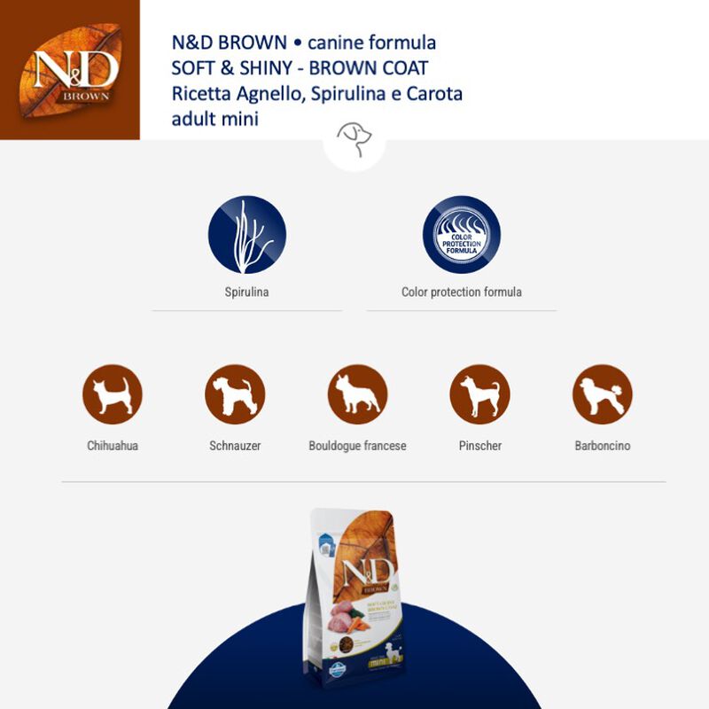 Farmina N&D Brown Dog Adult Mini Agnello Spirulina e carote 2 kg