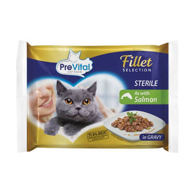 Prevital Cat Adult Sterilised Multipack Filetti Salmone in gelatina 85x4 pz