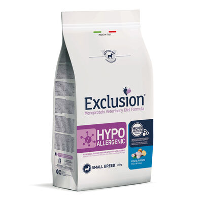 Exclusion Monoprotein Veterinary Diet Dog Adult Small Hypoallergenic Pesce e patate 2 kg