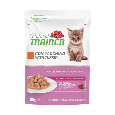 Natural Trainer Cat Kitten&Young Tacchino 85 gr. 