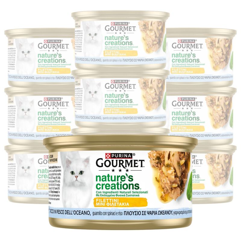 Gourmet Nature's Creations Cat Adult Ricco in Pesce dell'oceano con spinaci e riso 85 gr